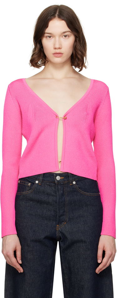 Sveter Versace Versace Safety Pin Ribbed Knit Cardigan Ružová | 1020887_1A12699, 0