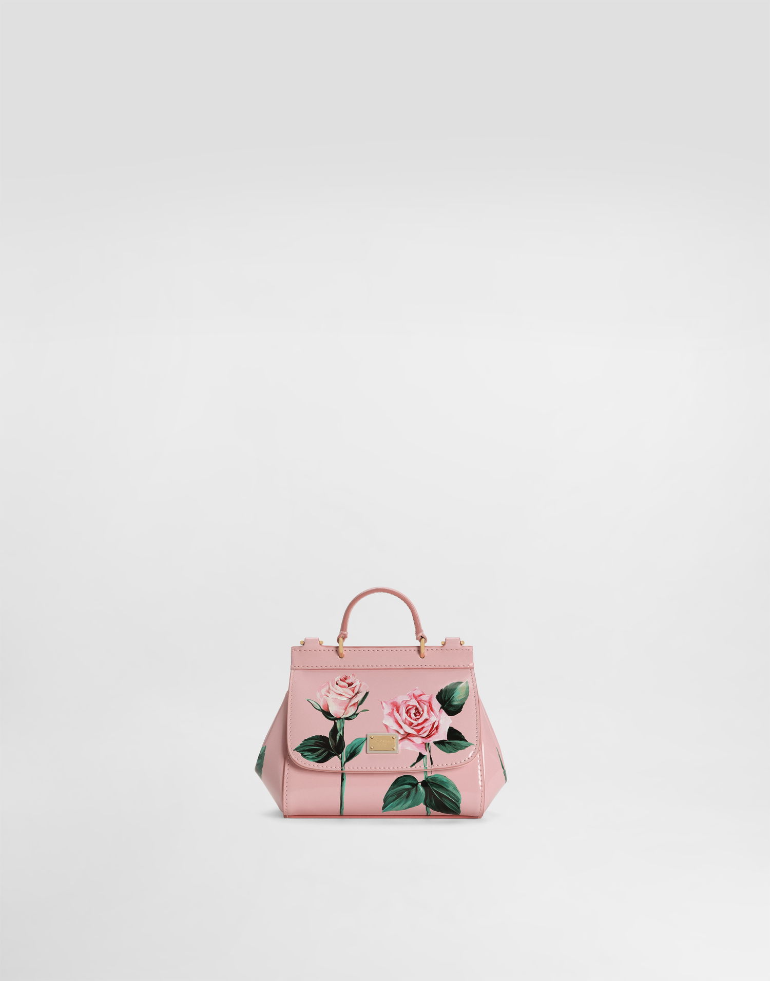 Kabelka Dolce & Gabbana Dolce & Gabbana Sicily Polished Calfskin Crossbody Bag with Rose Print Ružová | EB0003AF982HF5IZ, 0