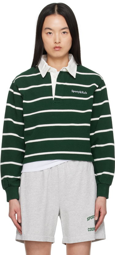 Polo tričko Sporty & Rich Sporty & Rich Serif Logo Rugby Polo Zelené | ST008606300GR51, 0