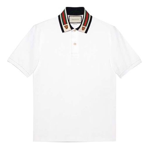 Polo tričko Gucci Stripe Short Sleeve Polo Biela | 545714-XJAGU-9061