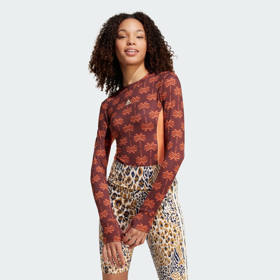 Body adidas Performance adidas x FARM Rio Long Sleeve Leotard Hnedá | IV9743, 0