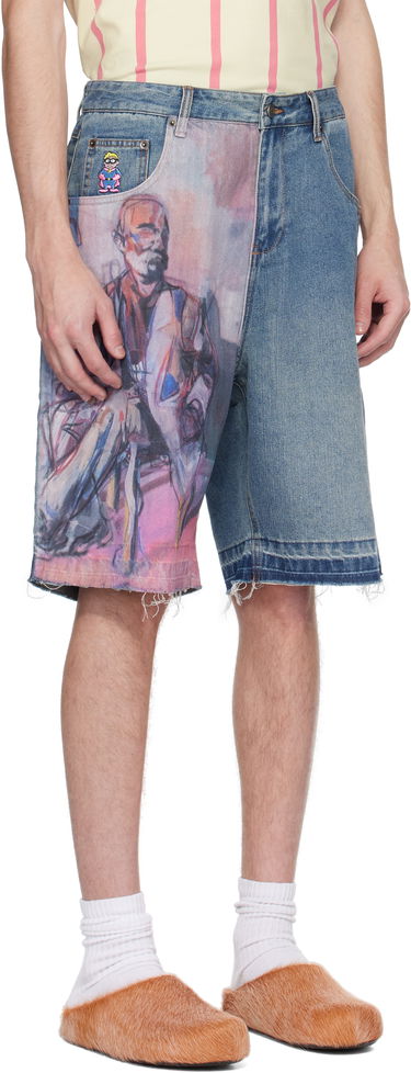 Šortky KidSuper KidSuper Painted Panel Denim Shorts Modrá | SS25-PT-08, 1