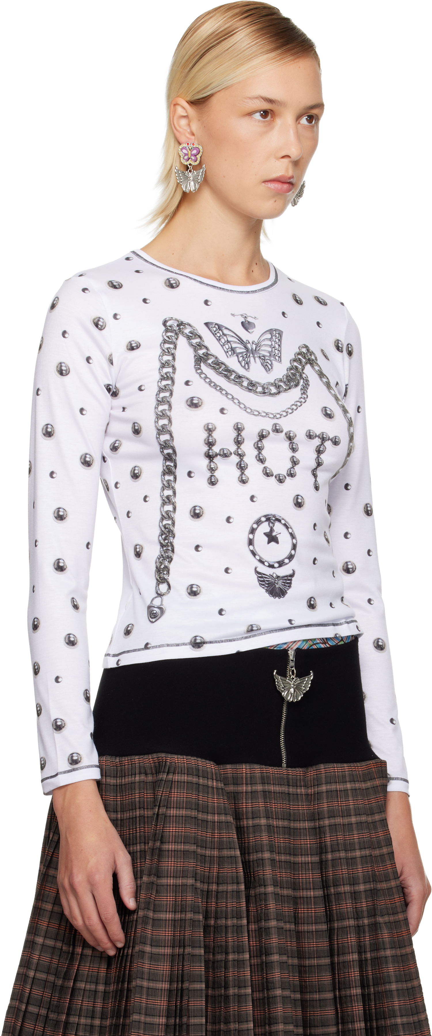 Tričko Chopova Lowena Chopova Lowena 'HOT' Fitted Jersey T-shirt Biela | 2407, 1