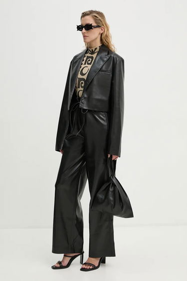 Nohavice Nanushka Sato High Waist Wide Leg Leather Pants Čierna | NW24PFOW10151, 1