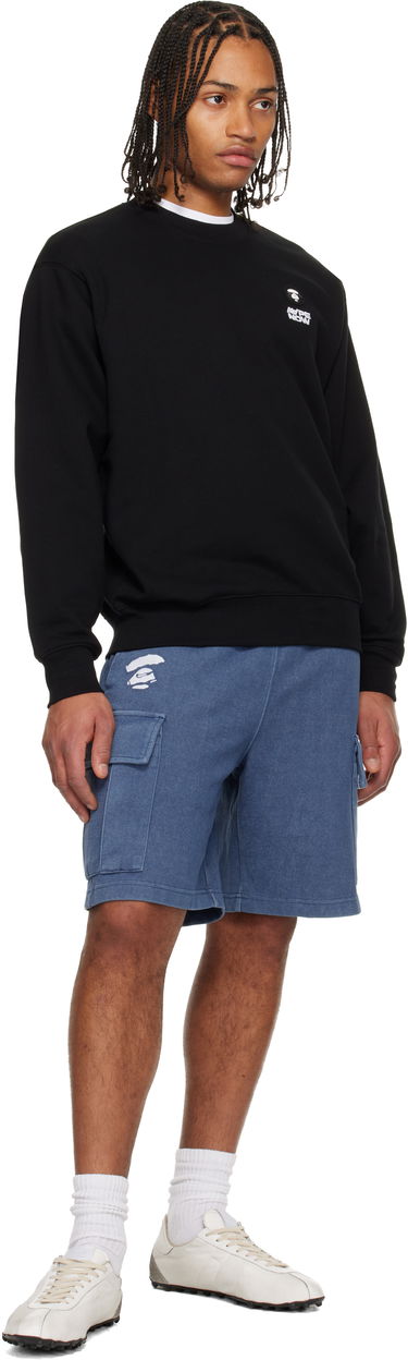 Šortky AAPE by A Bathing Ape Moonface Logo Cargo Sweat Shorts Modrá | AAPSPMC605XXNNYX, 3