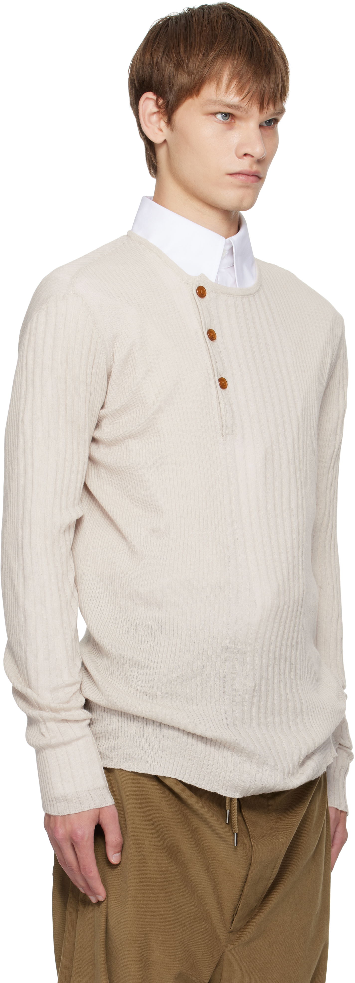 Sveter Vivienne Westwood Vivienne Westwood Tegan Henley Knit Top Béžová | 2701002N-Y003M-, 1