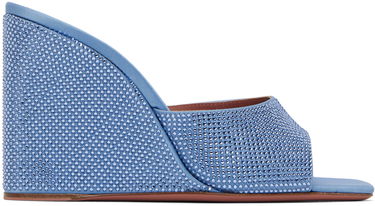 Doplnky Amina Muaddi Amina Muaddi Lupita Crystal Wedge Sandals Modrá | LUPITA CRYSTAL WEDGE SATIN, 0