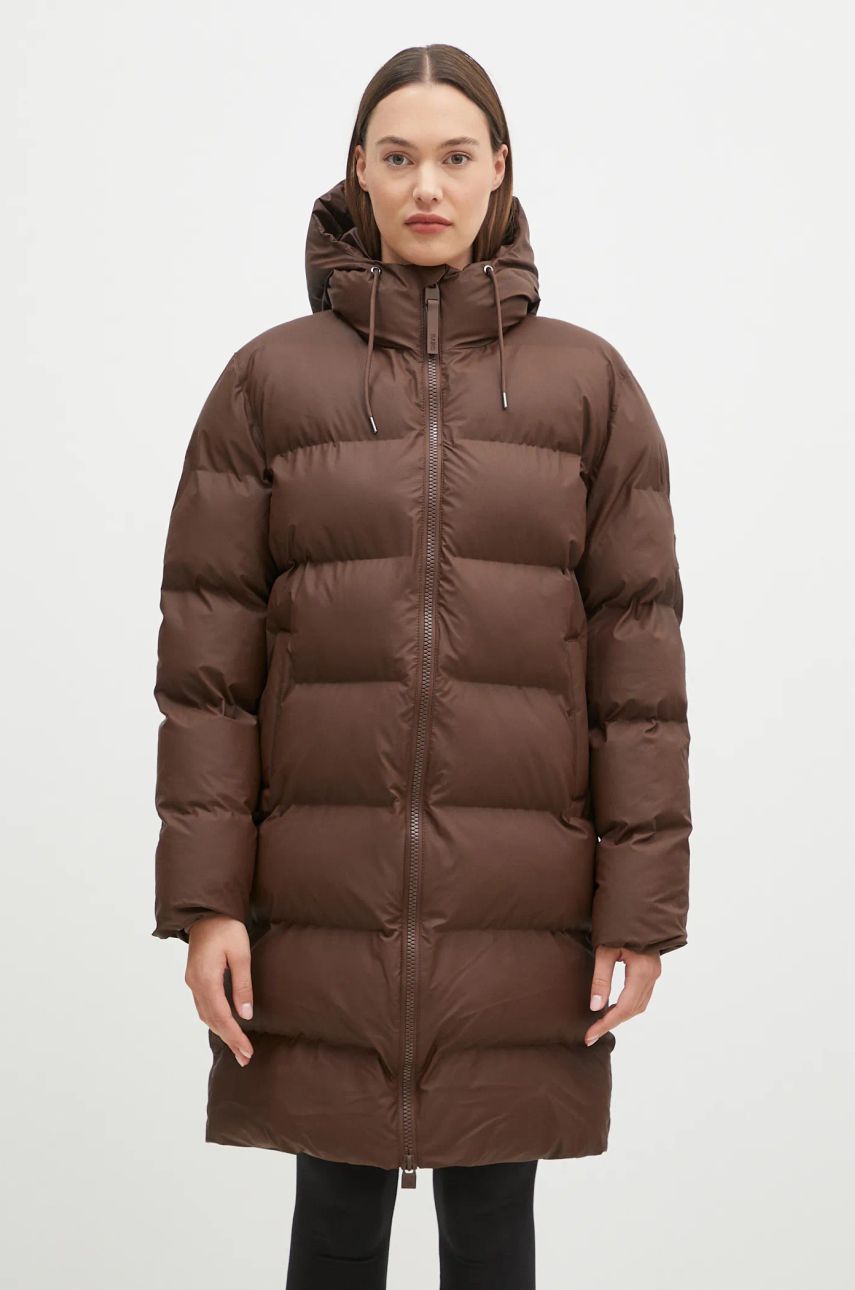 Prešívaná bunda Rains Longer Puffer Jacket Hnedá | 15130.23, 0