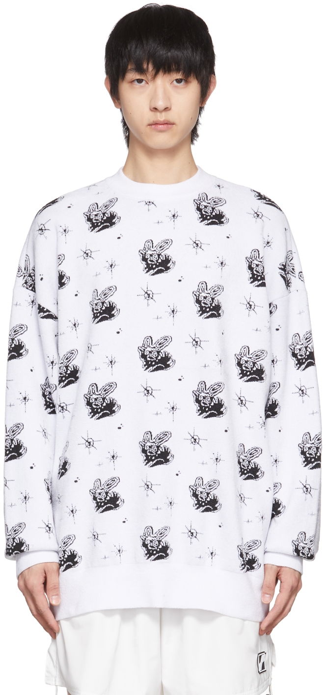Sveter We11done Monster Print Reversible Sweater Biela | WD-KT1-22-651-U-WH, 0