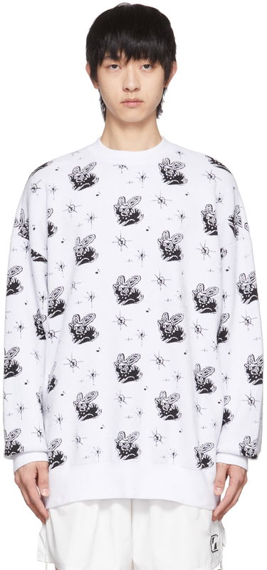 Sveter We11done Monster Print Reversible Sweater Biela | WD-KT1-22-651-U-WH, 0