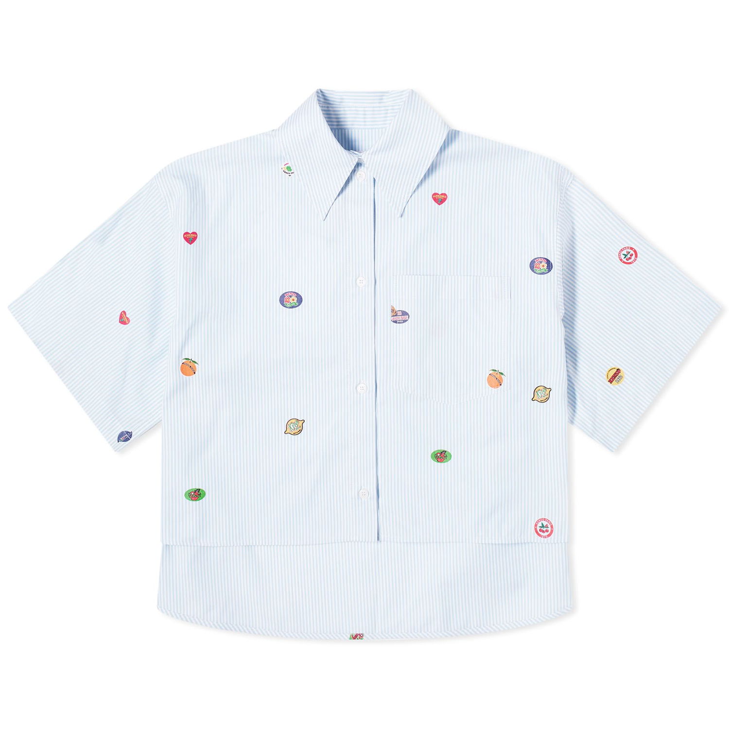 Košeľa KENZO Paris Fruit Stickers Cropped Shirt Modrá | FE52CH2469A1-64, 0