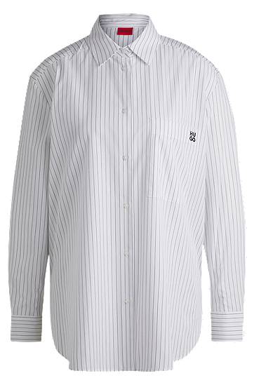 Košeľa BOSS Oversized Striped Cotton Shirt Biela | 50533037, 0