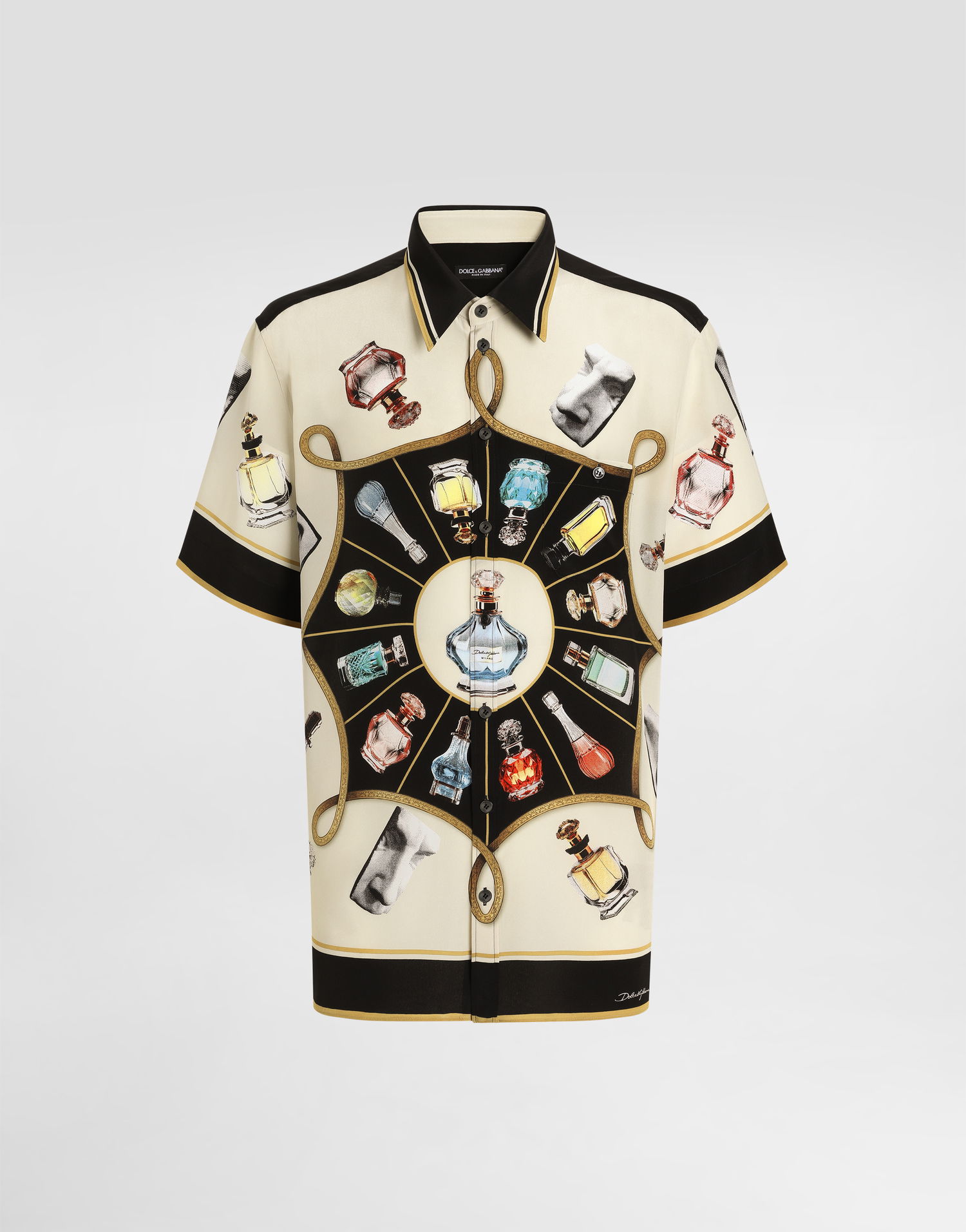 Košeľa Dolce & Gabbana Dolce & Gabbana Perfume Print Silk Shirt Béžová | G5LG9THI1V3HH5HZ, 0