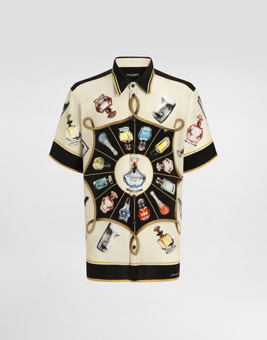 Košeľa Dolce & Gabbana Dolce & Gabbana Perfume Print Silk Shirt Béžová | G5LG9THI1V3HH5HZ, 0