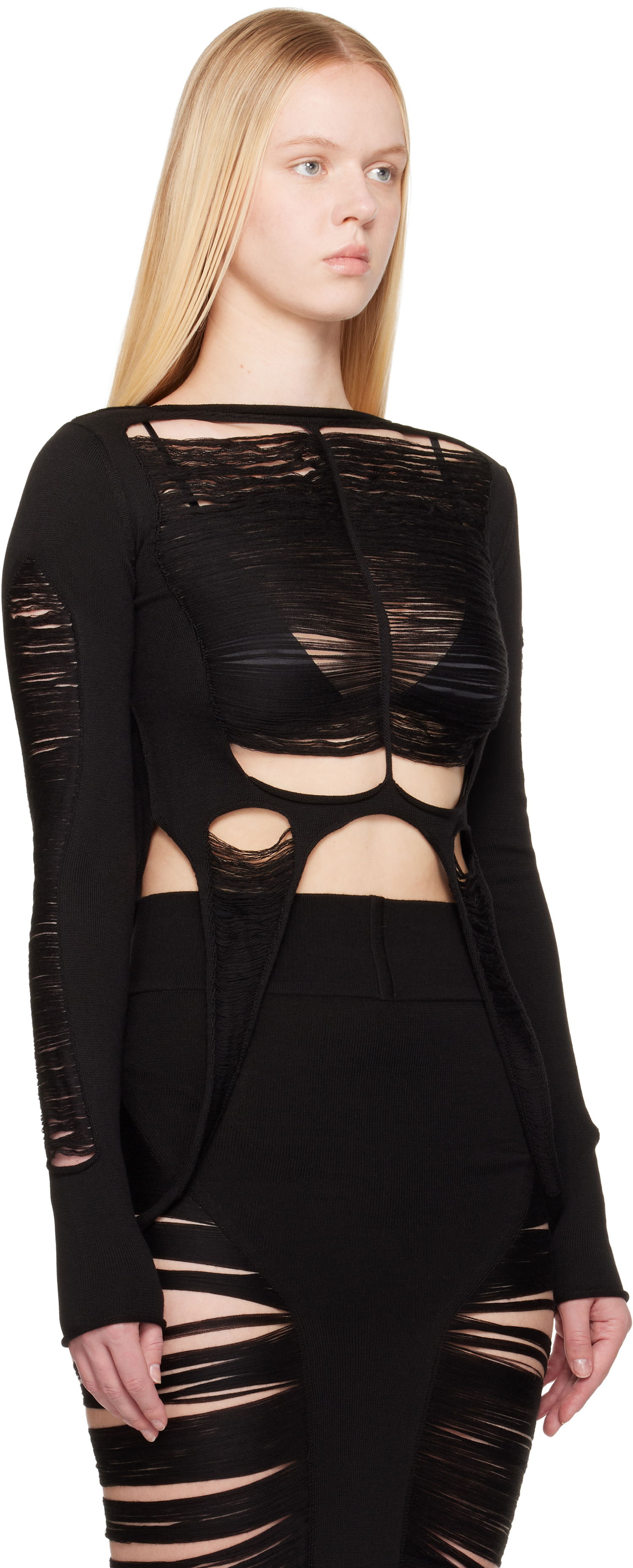 Tričko Rick Owens Rick Owens Hollywood Anja Long Sleeve T-Shirt Čierna | RO01E7616 KGRIDM, 1