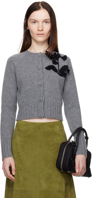 Sveter Erdem Erdem Cropped Knit Cardigan Šedá | PS25_KT3_GRLCFK, 0