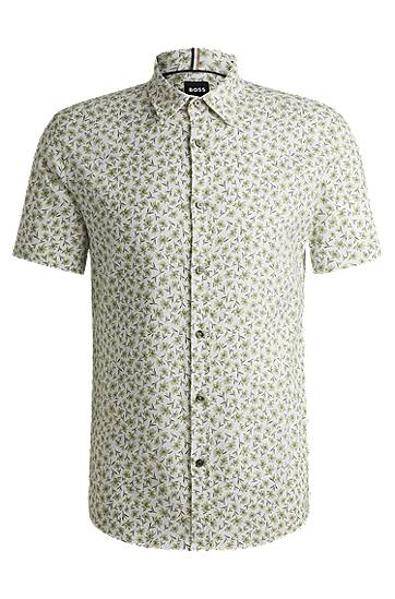 Košeľa BOSS BOSS Slim Fit Floral Print Stretch Linen Shirt Biela | 50539565, 0