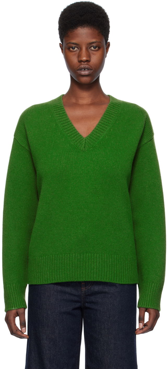 Sveter TOTEME TOTEME V-Neck Knit Sweater Zelené | 241-WRT1034-YA0004, 0