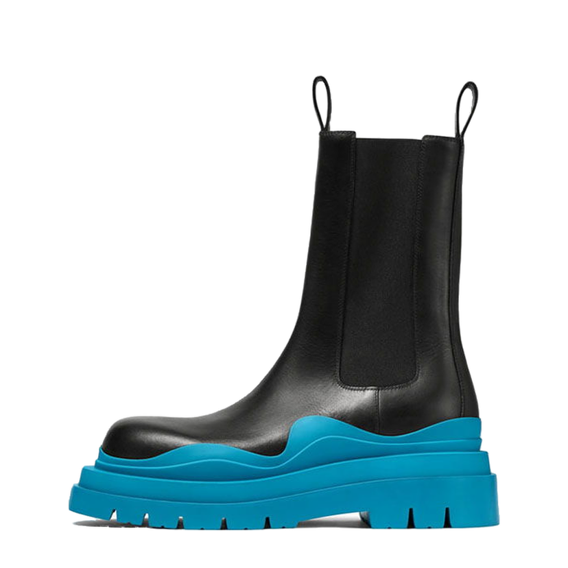 Tenisky a topánky Bottega Veneta Tire Boot High Black Amalfi Blue Modrá | 630284VBS501438