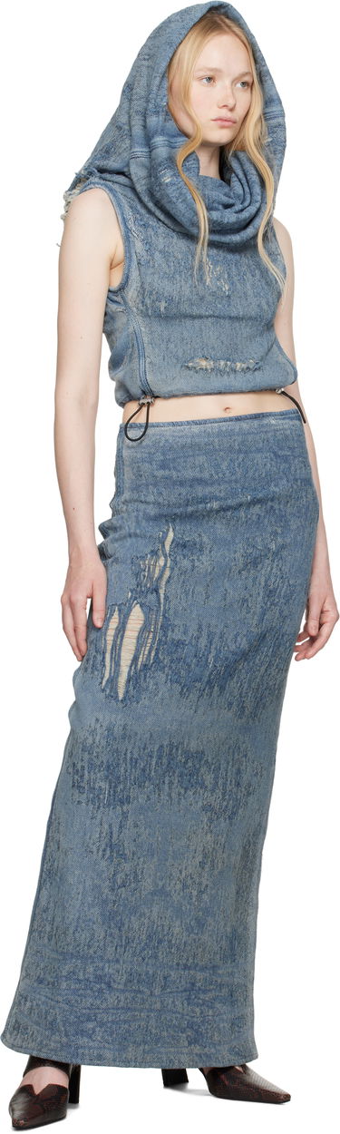 Sukňa Diesel Diesel De-Vania-Fsg Distressed Denim Cowl Neck Top Modrá | A18944 068RQ, 3