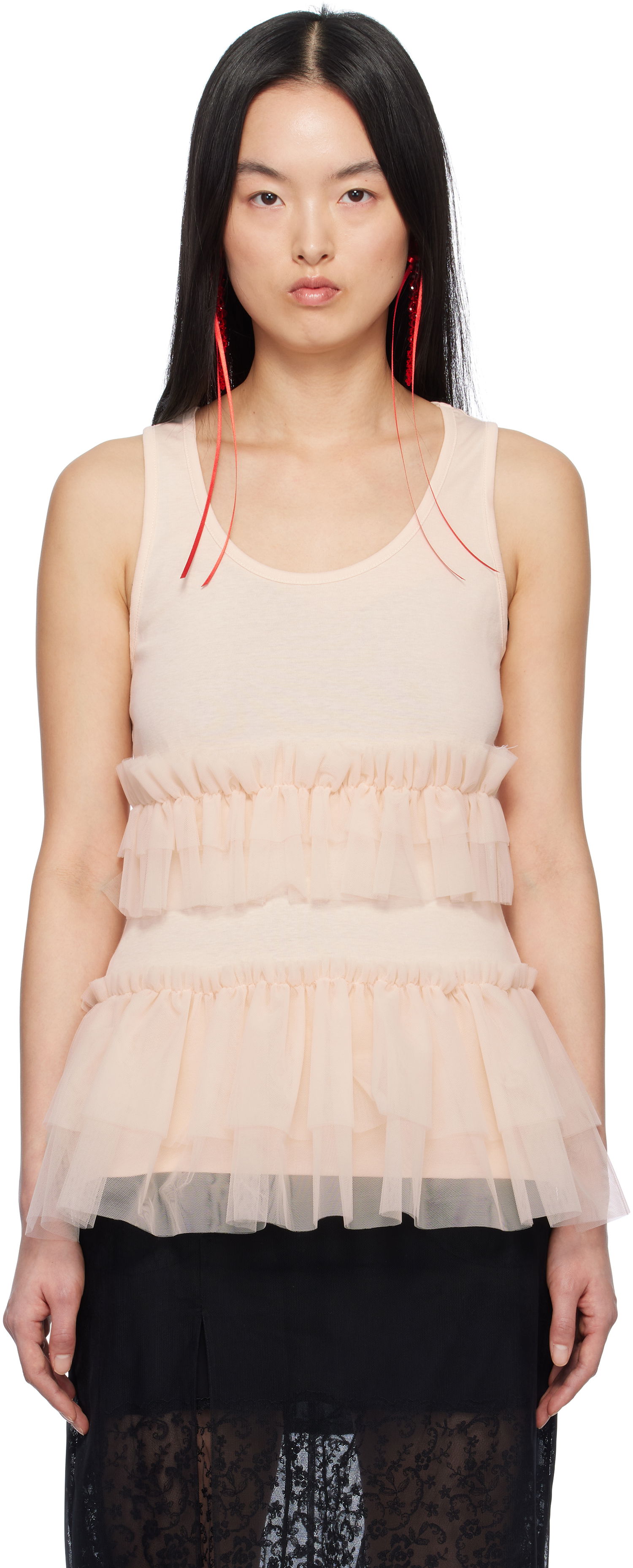 Tielko Simone Rocha Simone Rocha Tutu Hem Tank Top Ružová | 5352 0553, 0