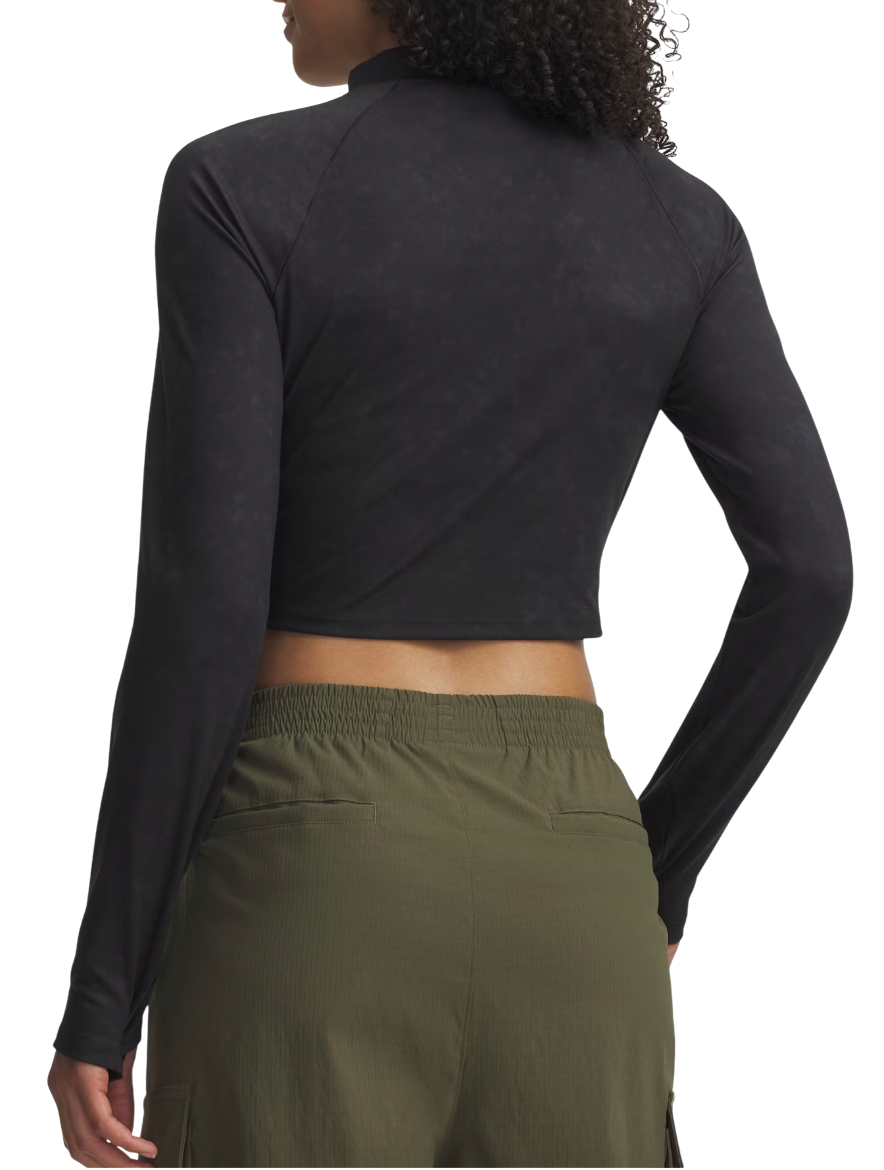 Crop Top Under Armour Long Sleeve High Neck Crop Top Meridian Suede Effect Čierna | 6007020-001, 1