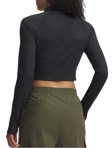 Crop Top Under Armour Long Sleeve High Neck Crop Top Meridian Suede Effect Čierna | 6007020-001, 1