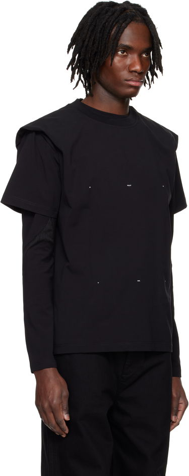 Tričko HELIOT EMIL HELIOT EMIL Outline Logo Layered T-Shirt Čierna | PRESS25_M_09_089_BLK01_CO, 1
