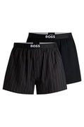 BOSS Two-Pack Cotton-Poplin Pyjama Shorts with Logos