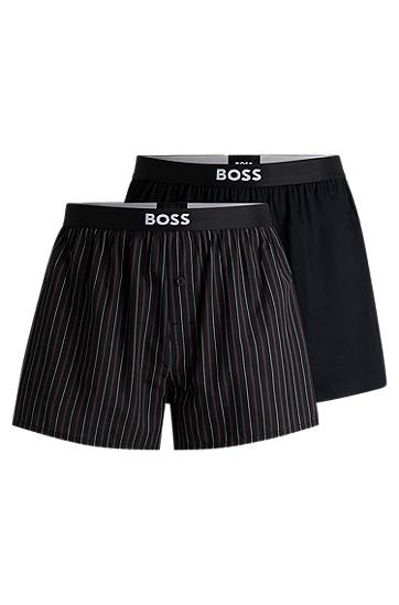Boxerky BOSS BOSS Two-Pack Cotton-Poplin Pyjama Shorts with Logos Čierna | 50535781