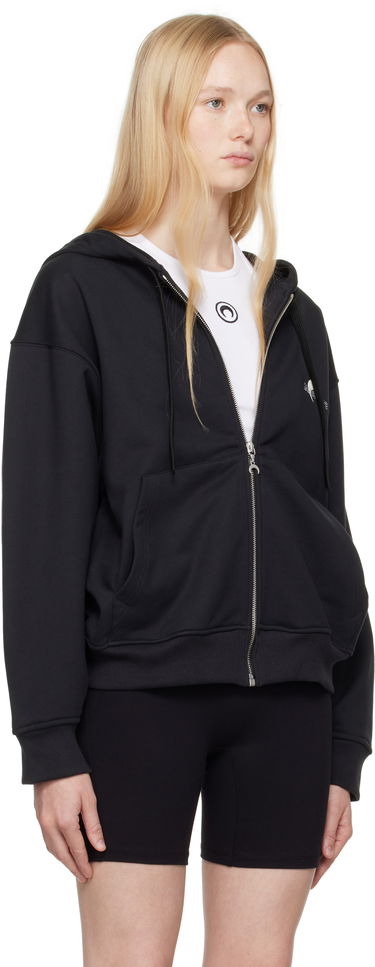 Mikina Marine Serre Marine Serre Moon Logo Fleece Zip-Up Hoodie Čierna | UST017B CJER0075, 1
