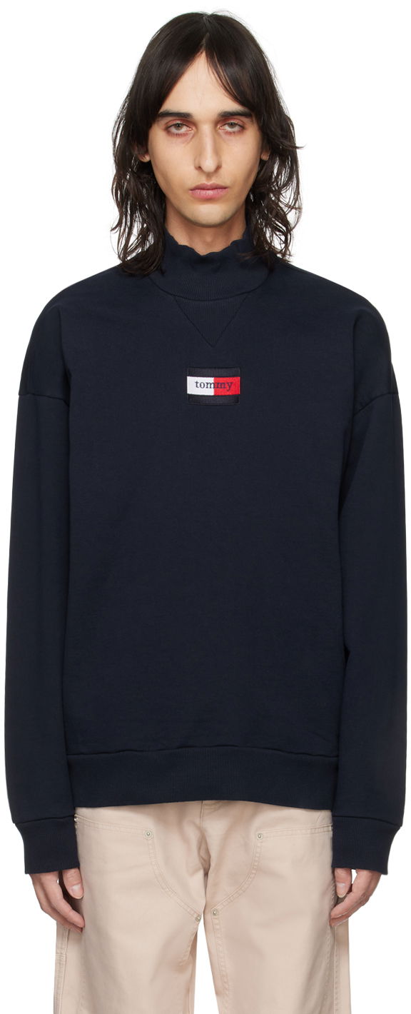 Mikina Tommy Hilfiger Tommy Jeans Navy Embroidered Turtleneck Čierna | DM17307 DW5, 0