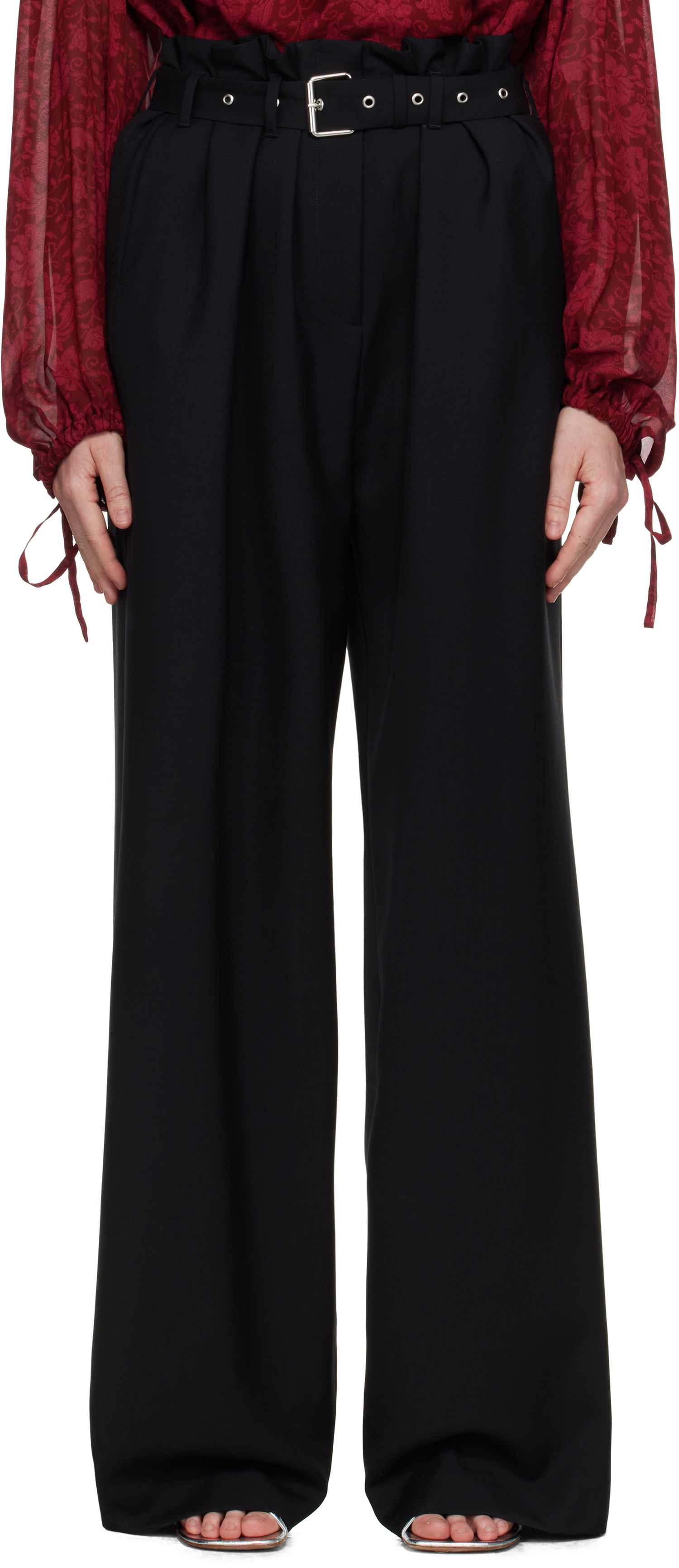 Nohavice Dries Van Noten Dries Van Noten Wool Belted Trousers Čierna | 251-010926-1381, 0