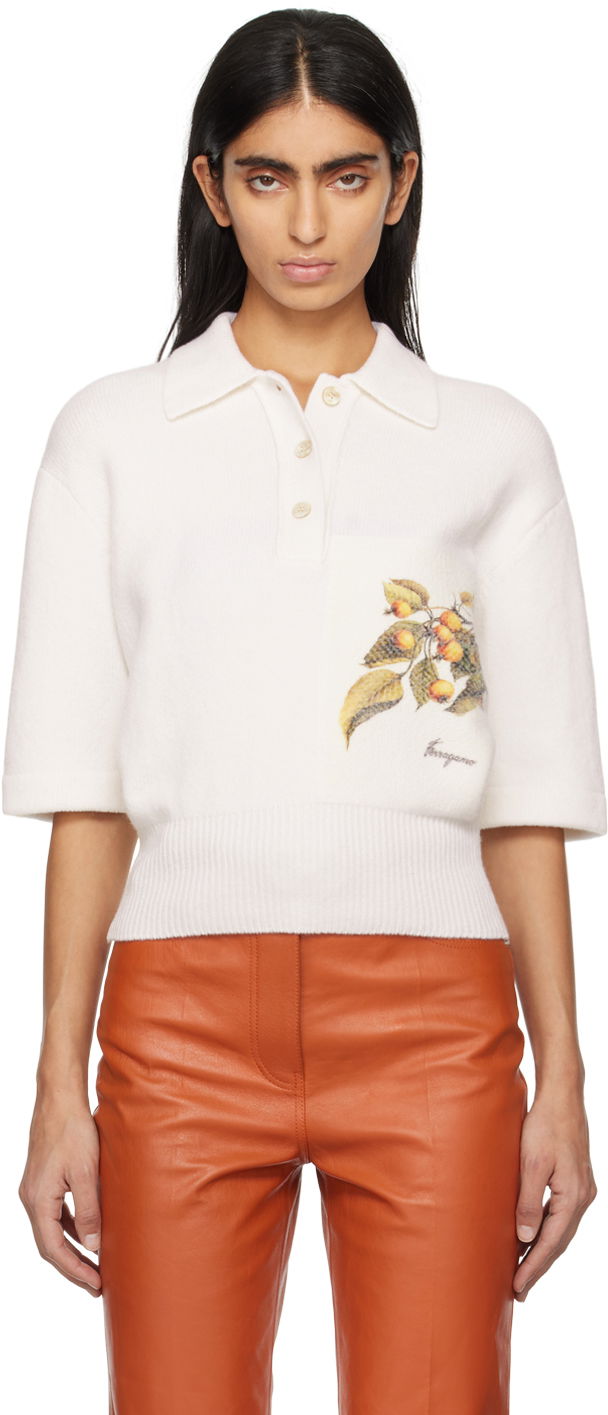 Polo tričko FERRAGAMO Floral Polo Shirt Biela | 112661 - 771155, 0