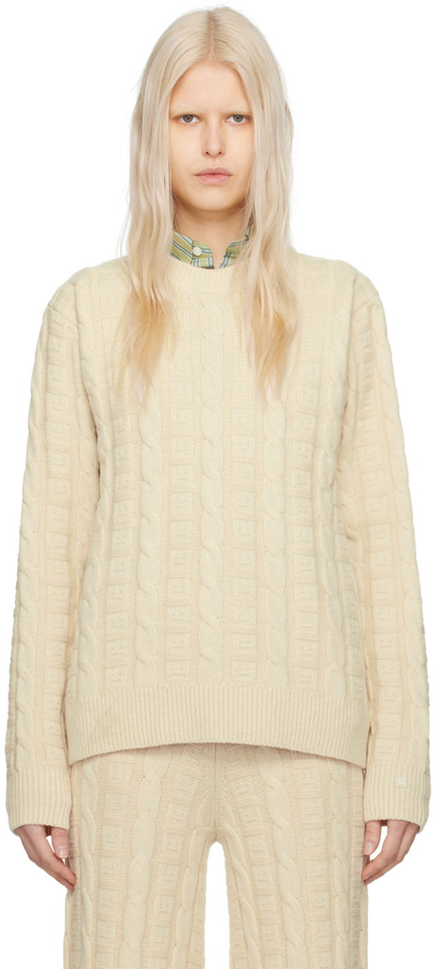 Sveter Acne Studios Cable Knit Sweater Béžová | C60083-, 0
