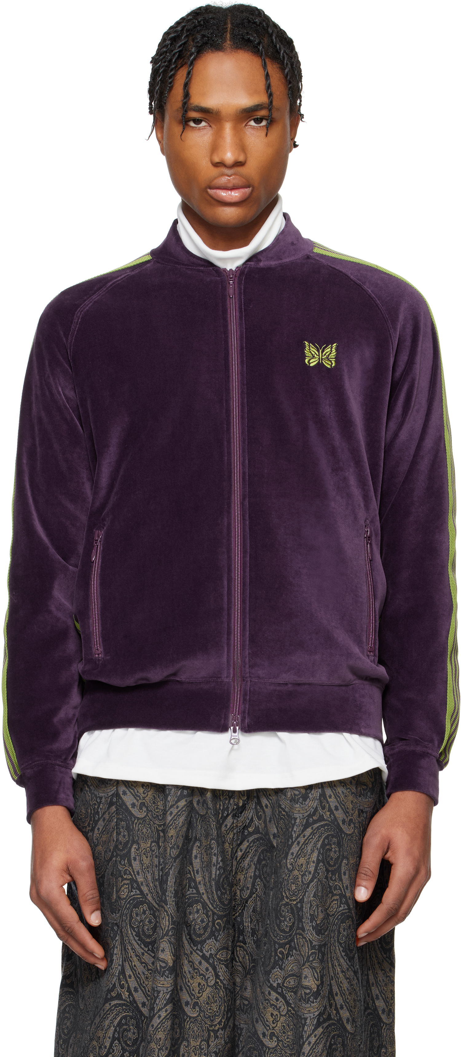 Mikina Needles Needles Rib Collar Track Jacket Fialová | QV319, 0