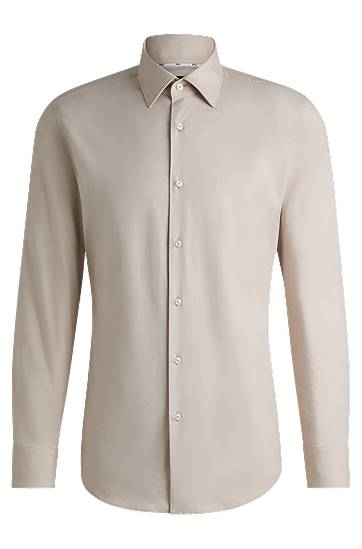 Košeľa BOSS Slim-Fit Easy-Iron Stretch-Cotton Twill Shirt Béžová | 50519867, 0