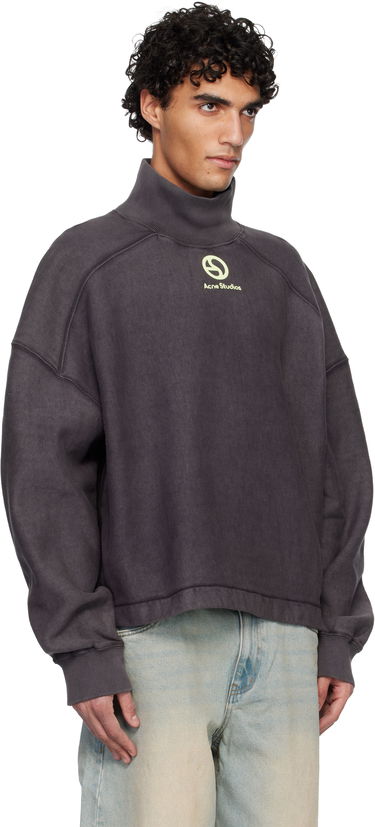 Mikina Acne Studios Acne Studios Logo Mock Neck Fleece Sweatshirt Šedá | CI0198-, 1