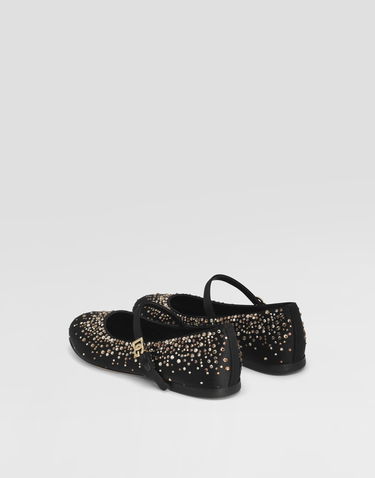 Tenisky a topánky Dolce & Gabbana Dolce & Gabbana Satin Ballet Flats With Rhinestones Čierna | D11274A572380999, 2