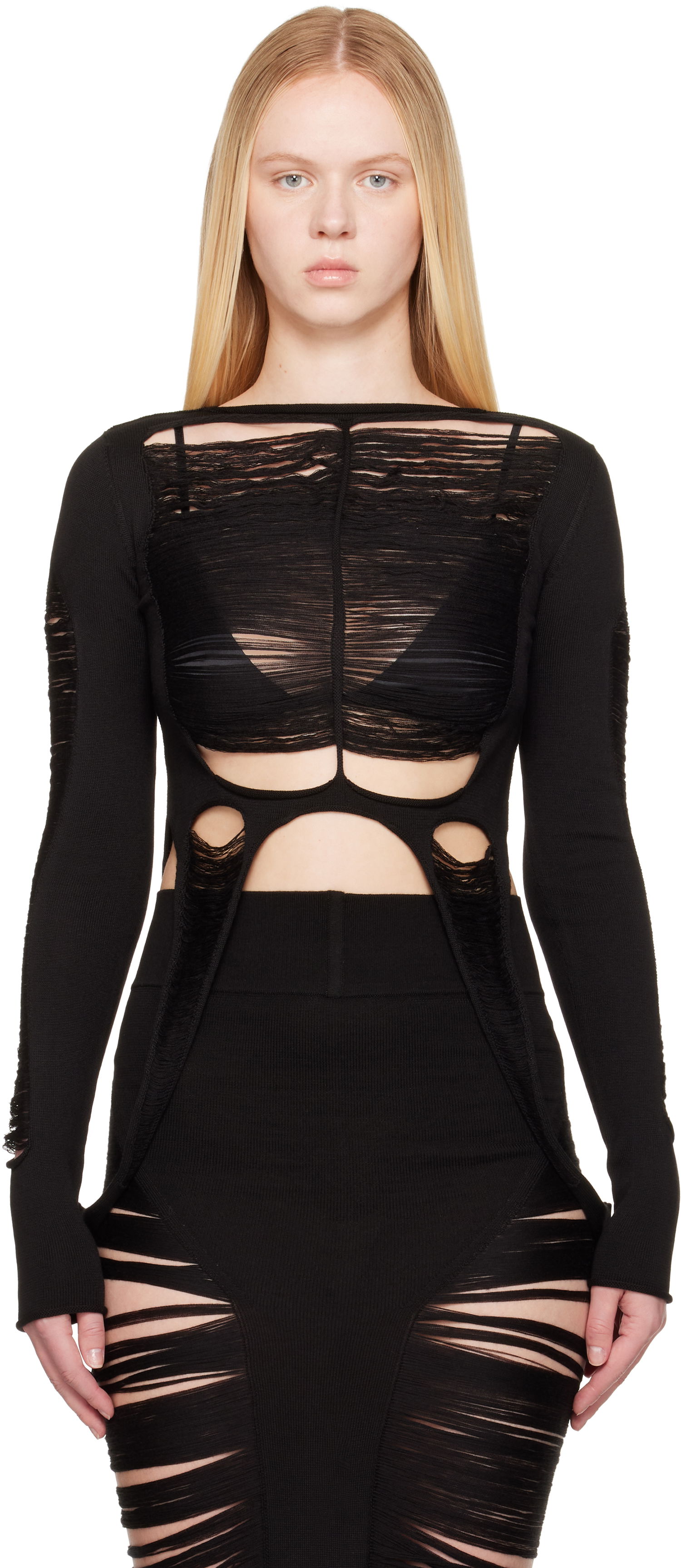 Tričko Rick Owens Rick Owens Hollywood Anja Long Sleeve T-Shirt Čierna | RO01E7616 KGRIDM, 0