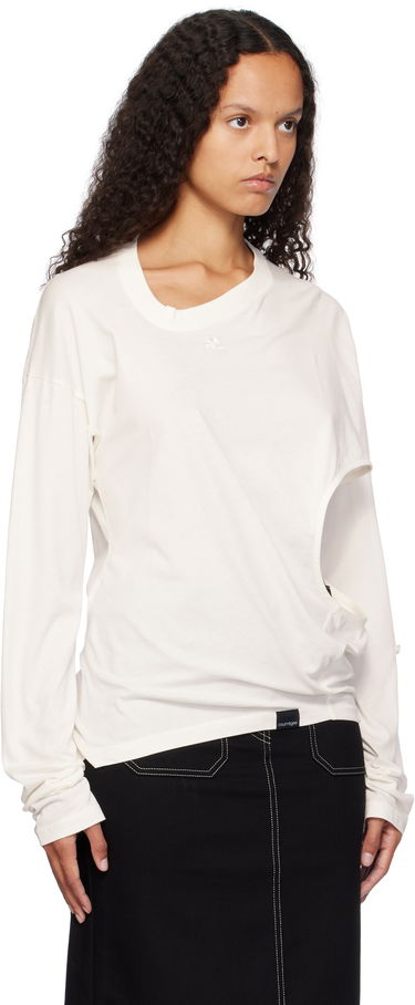 Tielko Courrèges Courrèges Asymmetric Off Shoulder T-Shirt Biela | 424JTS154JS0175, 4