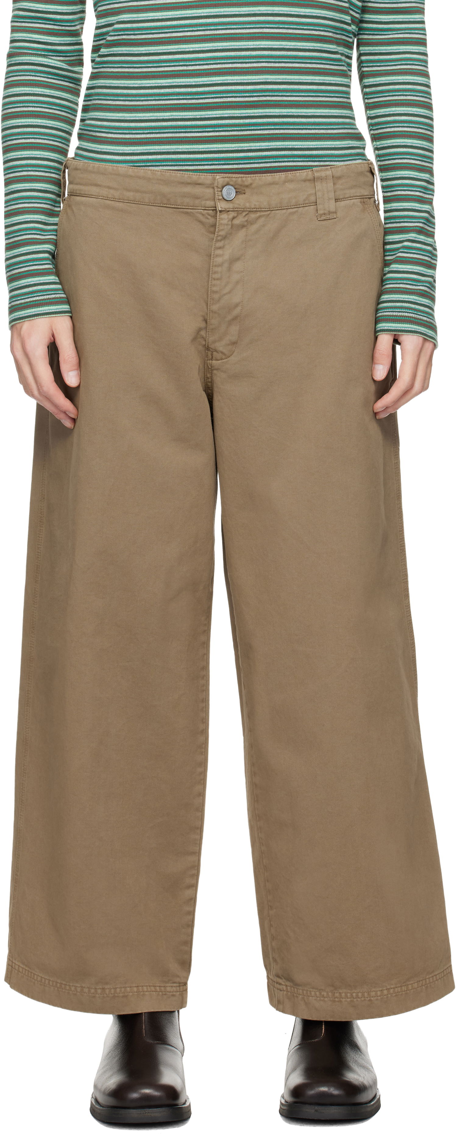 Nohavice ERL Wide-Leg Chino Trousers Hnedá | ERL11P014, 0