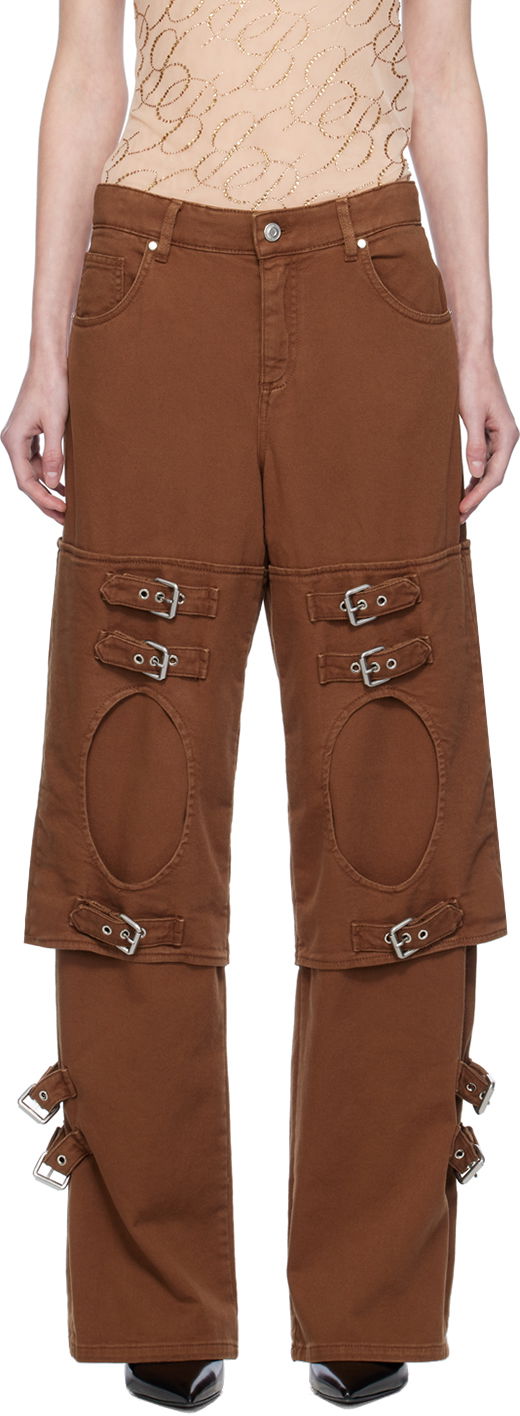Cargo nohavice Blumarine Blumarine Boyfriend Cutout Buckle Jeans Hnedá | A344J046A, 0
