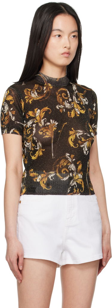 Tričko Versace Versace Jeans Couture Barocco Lurex Knit Top Čierna | E78HAFM07_ECMN45, 1