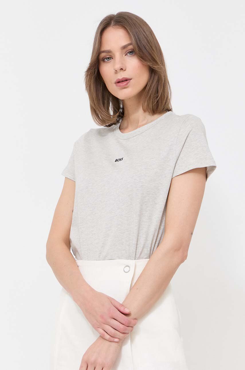 Tričko BOSS Contrast Logo Tee Šedá | 50490018, 0