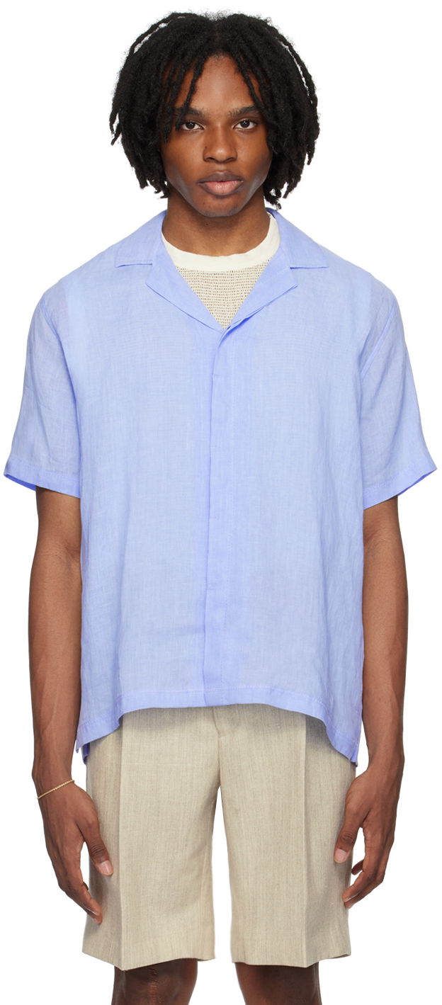 Košeľa Orlebar Brown Linen Resort Shirt Modrá | 279118, 0