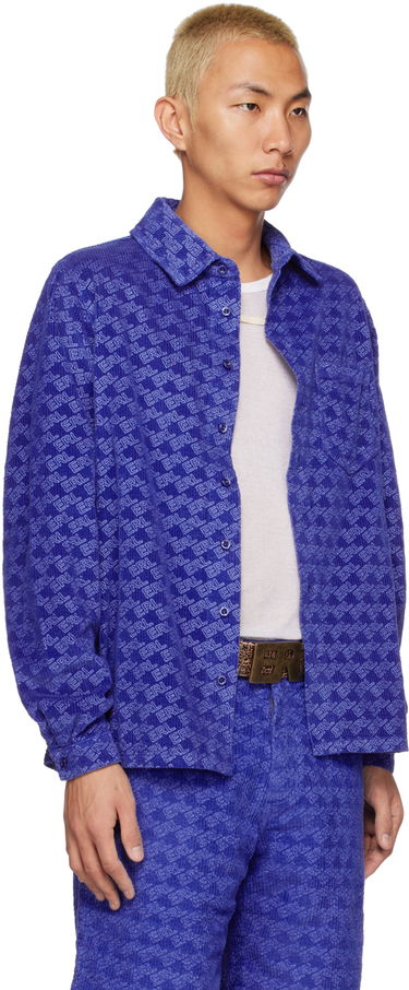 Košeľa ERL Printed Corduroy Button-Up Shirt Modrá | ERL05B001, 3