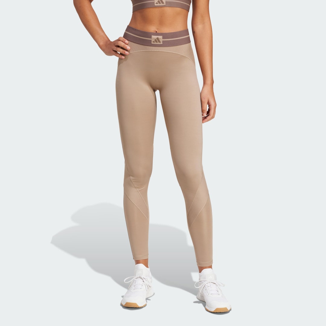 Legíny adidas Performance Hyperglam Rib Leggings Béžová | JY2068, 0