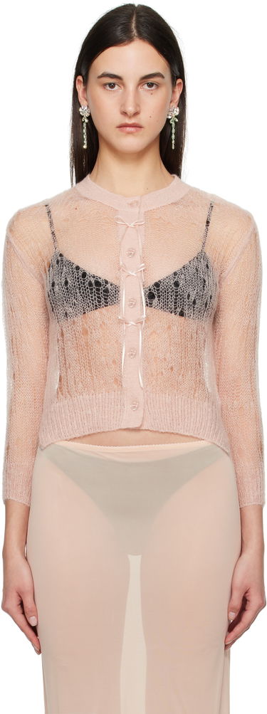 Sveter Simone Rocha Simone Rocha Cropped Open Knit Cardigan Ružová | AMK20R 0643, 0