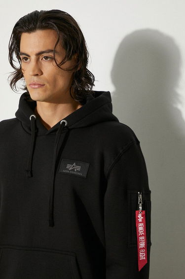 Mikina Alpha Industries Logo Hoodie Čierna | 178318.03, 4